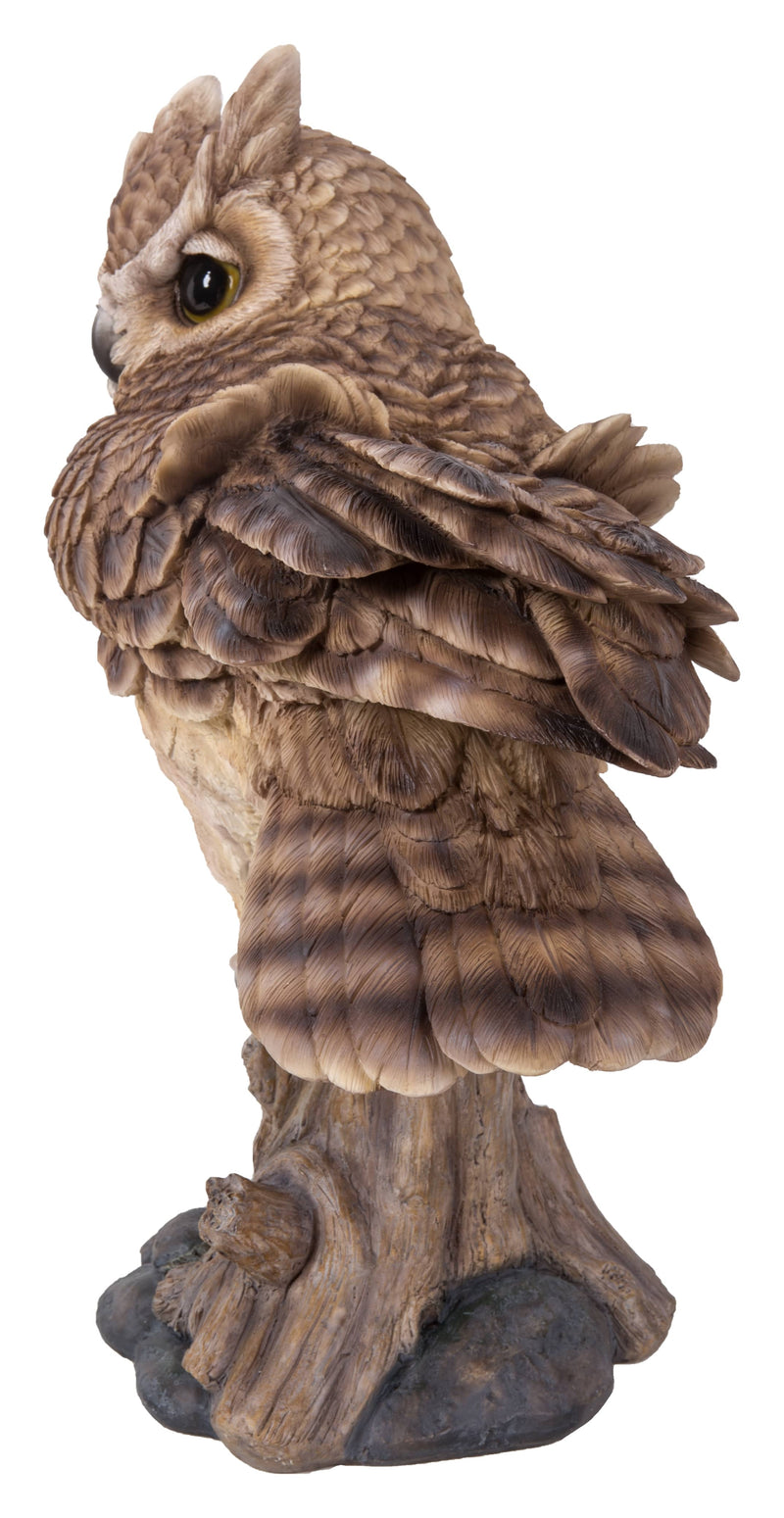 Large Long Eared Owl On Stump W/Fluffed Feathers Hi-Line Gift Ltd.