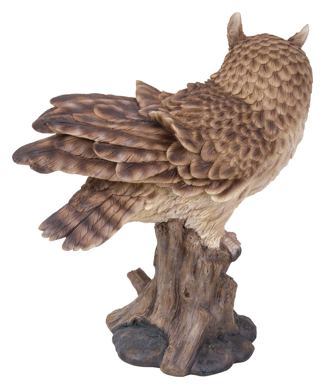 Large Long Eared Owl On Stump W/Fluffed Feathers Hi-Line Gift Ltd.