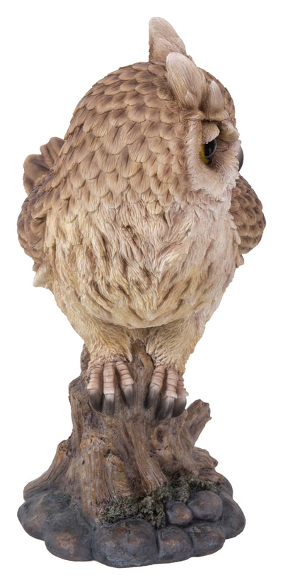 Large Long Eared Owl On Stump W/Fluffed Feathers Hi-Line Gift Ltd.