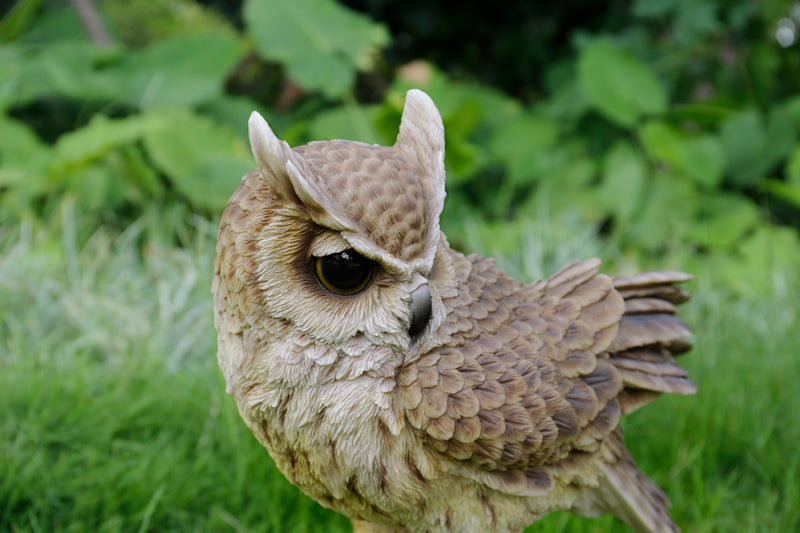 Large Long Eared Owl On Stump W/Fluffed Feathers Hi-Line Gift Ltd.