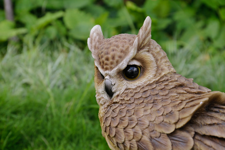 Large Long Eared Owl On Stump W/Fluffed Feathers HI-LINE GIFT LTD.