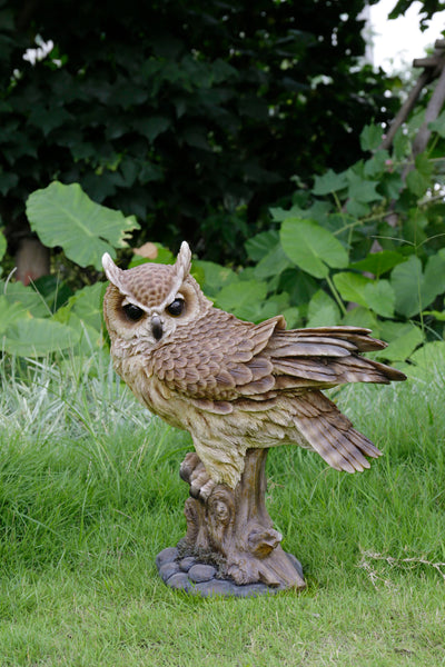 Large Long Eared Owl On Stump W/Fluffed Feathers Hi-Line Gift Ltd.