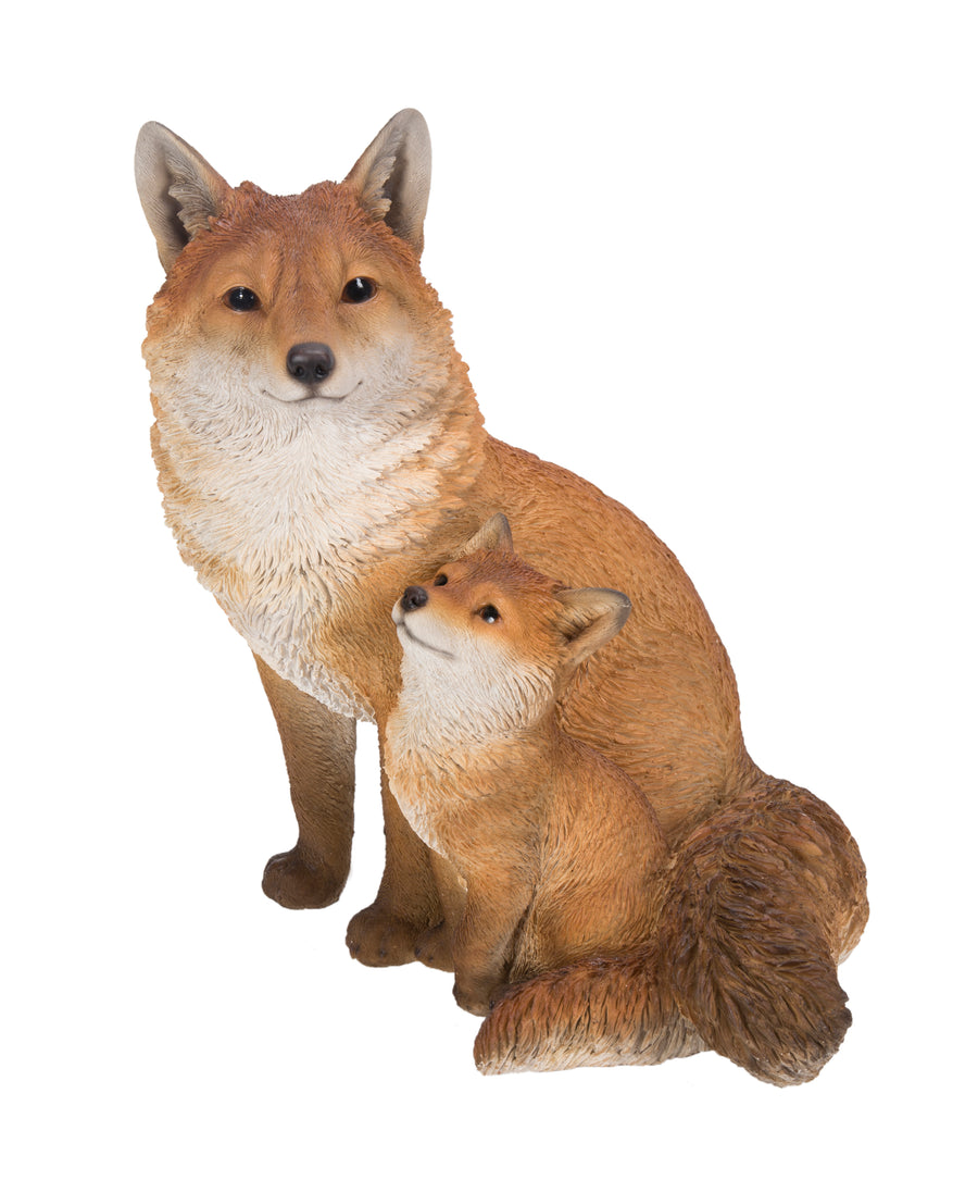 Fox Mother & Baby Fox Sitting Statue HI-LINE GIFT LTD.