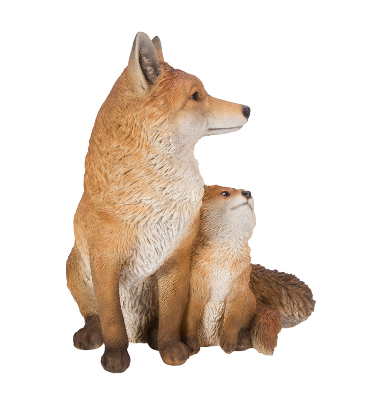 Fox Mother & Baby Fox Sitting Statue HI-LINE GIFT LTD.