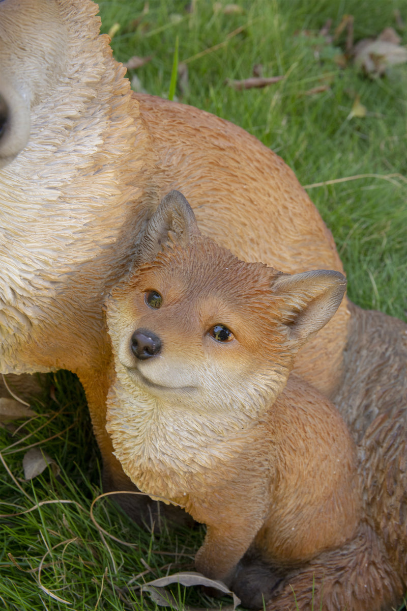 Fox Mother & Baby Fox Sitting Statue HI-LINE GIFT LTD.