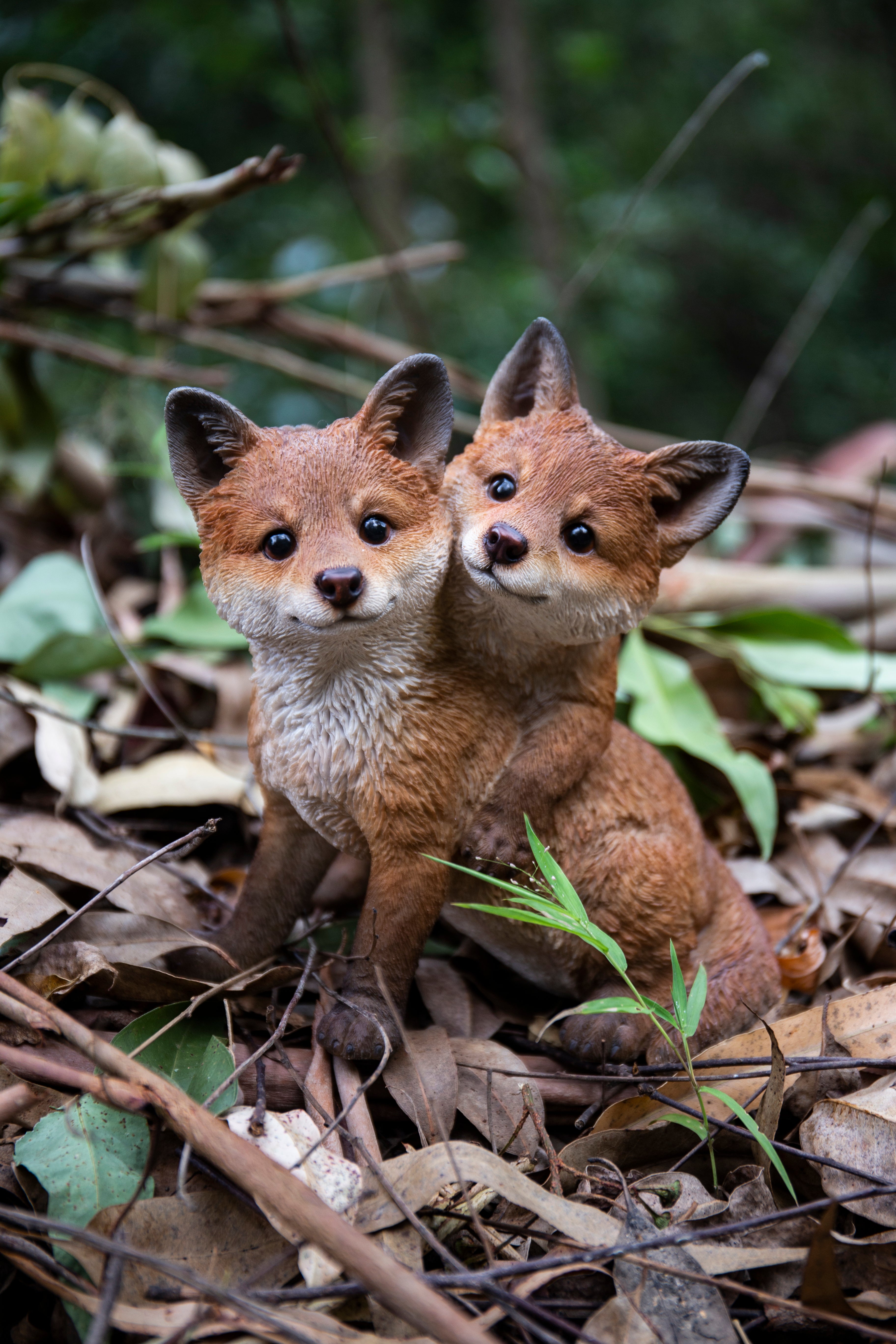 Hugging Fox Pups Resin Sculpture for Garden – Hi-Line Gift Ltd.