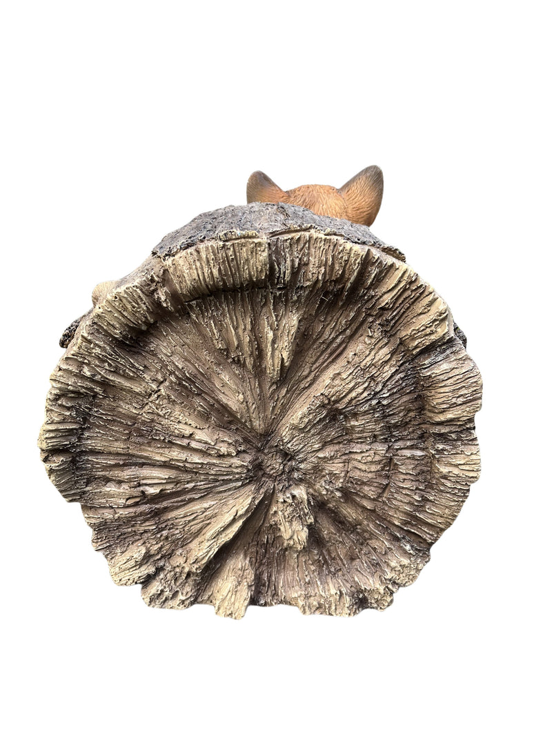 87719-J - Couple Foxes in Stump (Hi-Line Exclusive) Hi-Line Gift Ltd.