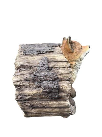 87719-J - Couple Foxes in Stump (Hi-Line Exclusive) Hi-Line Gift Ltd.