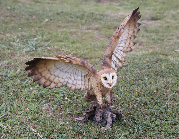 Barn Owl Stump With Wings Open HI-LINE GIFT LTD.