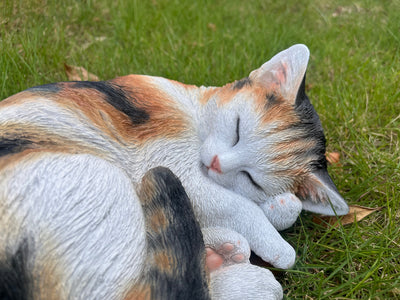 87728-F - Sleeping Calico Cat Garden Statue Hi-Line Gift Ltd.
