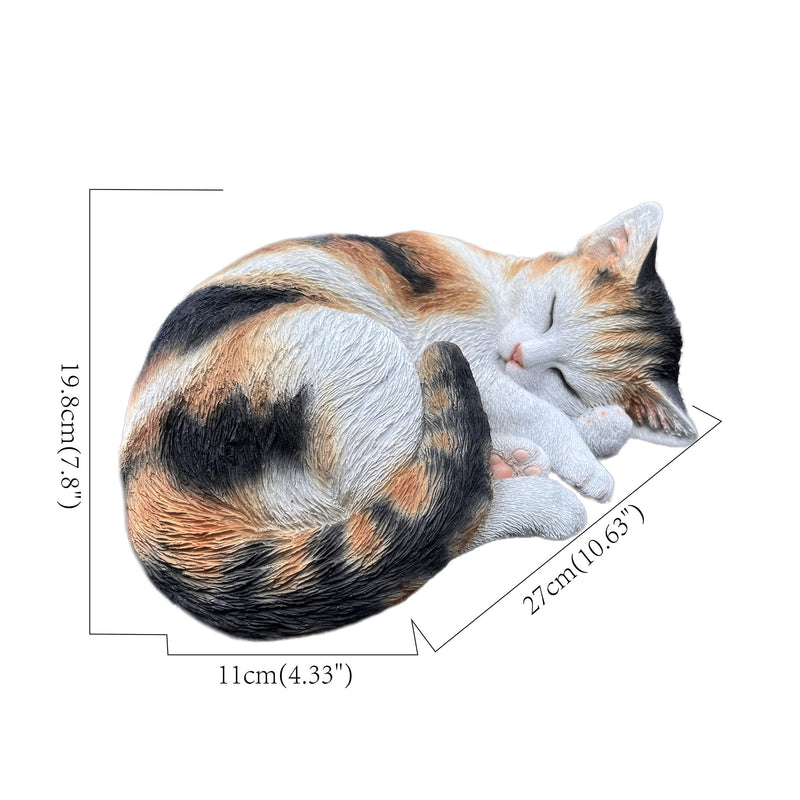 87728-F - Sleeping Calico Cat Garden Statue Hi-Line Gift Ltd.