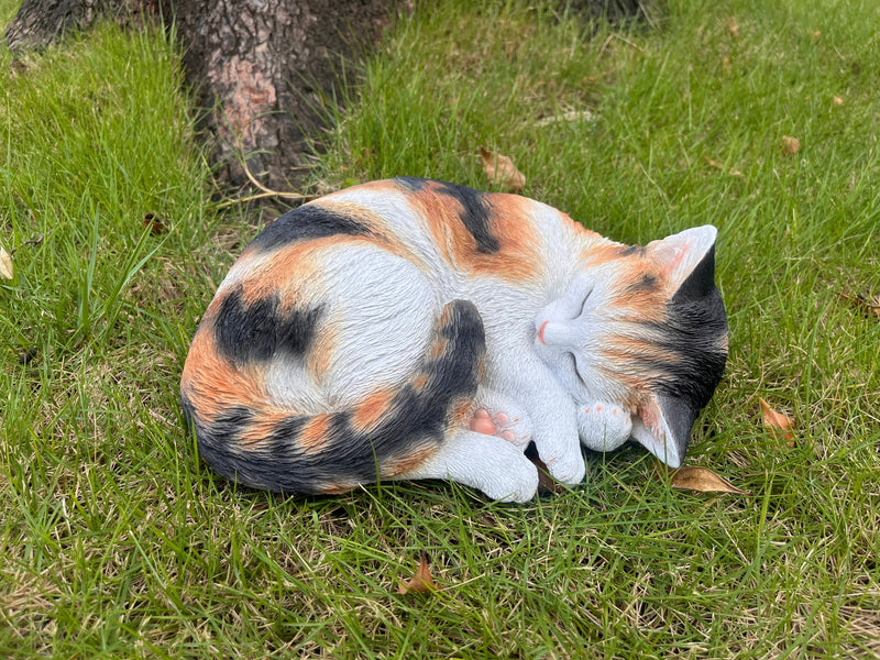 87728-F - Sleeping Calico Cat Garden Statue Hi-Line Gift Ltd.