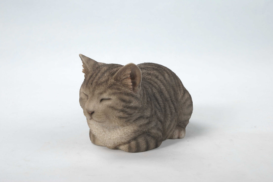 Sleeping Grey Tabby Cat Statue Hi-Line Gift Ltd.