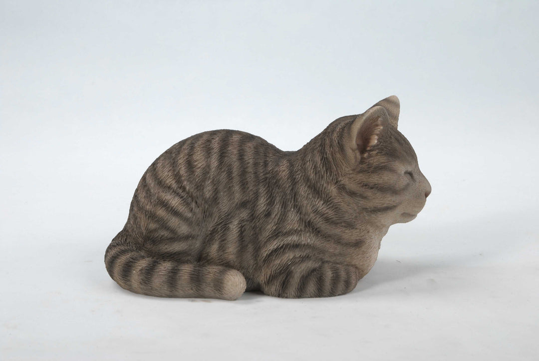 Sleeping Grey Tabby Cat Statue HI-LINE GIFT LTD.
