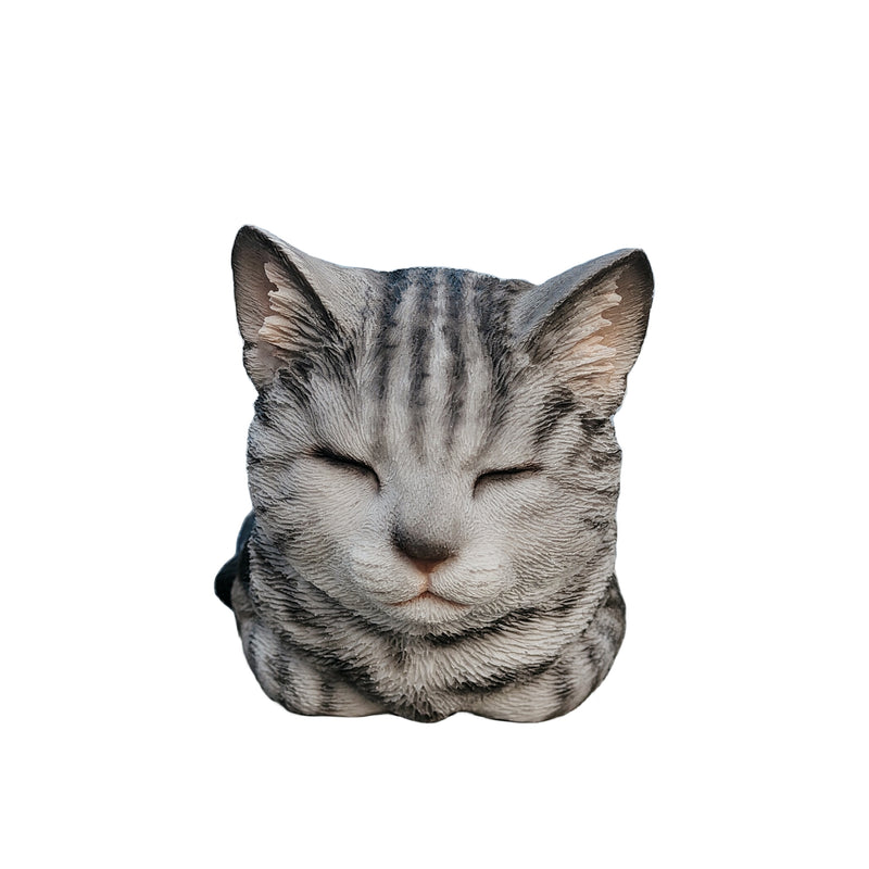 87729-D - Tabby Tranquility: Whimsical Black Polyresin Napping Cat Figurine Hi-Line Gift Ltd.