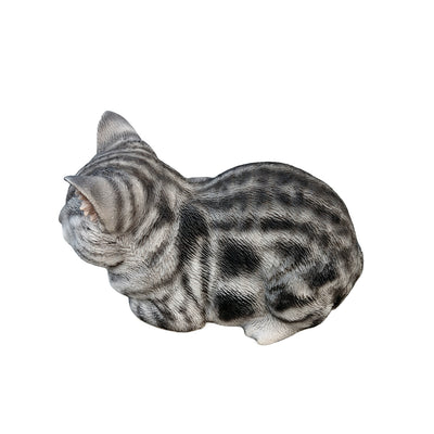 87729-D - Tabby Tranquility: Whimsical Black Polyresin Napping Cat Figurine Hi-Line Gift Ltd.