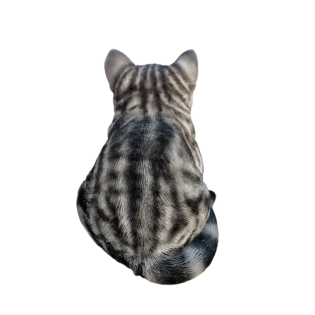 87729-D - Tabby Tranquility: Whimsical Black Polyresin Napping Cat Figurine Hi-Line Gift Ltd.