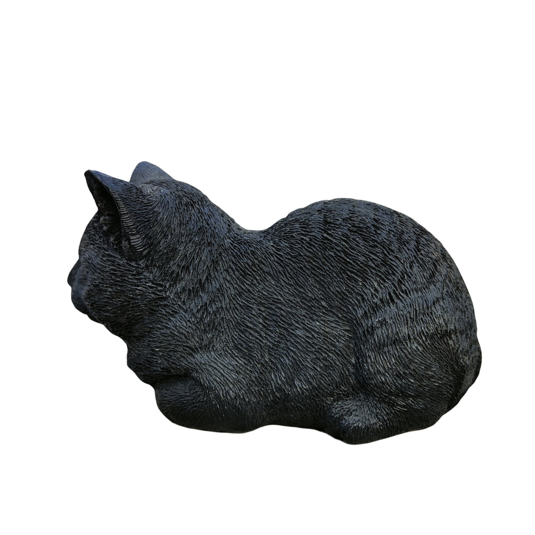 87729-E - Serenity Snooze: Chic Black Polyresin Napping Cat Figurine Hi-Line Gift Ltd.