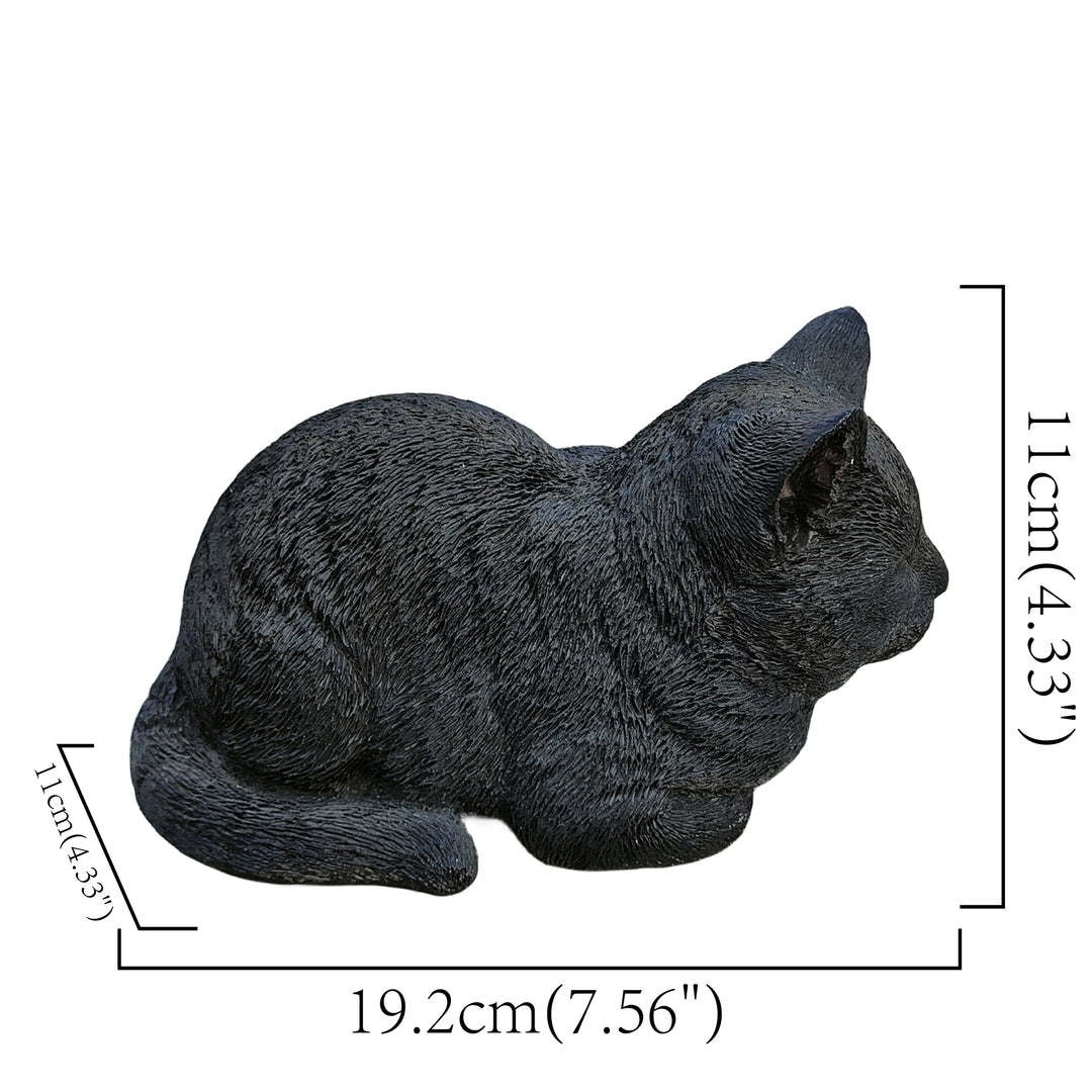 87729-E - Serenity Snooze: Chic Black Polyresin Napping Cat Figurine Hi-Line Gift Ltd.
