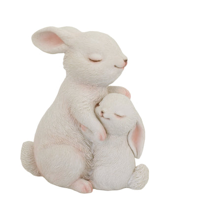 87739-E - Tender Moments: Polyresin Mother & Baby Rabbit Figurine in Elegant White Hi-Line Gift Ltd.