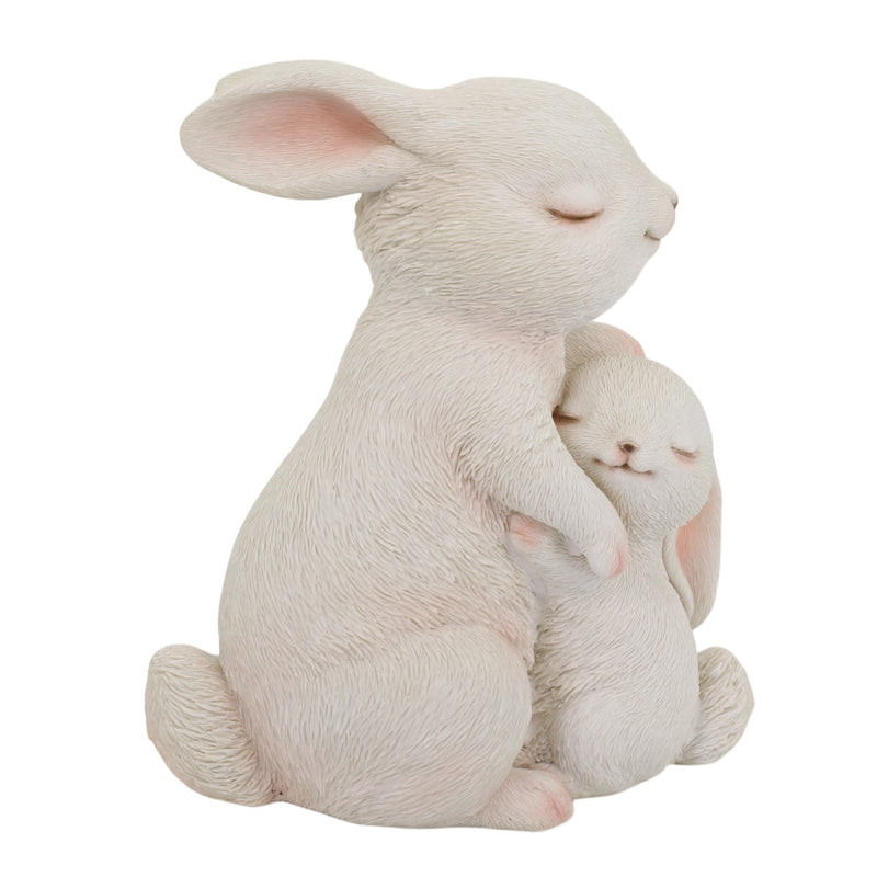 87739-E - Tender Moments: Polyresin Mother & Baby Rabbit Figurine in Elegant White Hi-Line Gift Ltd.
