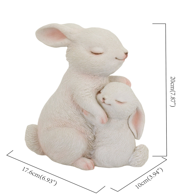 87739-E - Tender Moments: Polyresin Mother & Baby Rabbit Figurine in Elegant White Hi-Line Gift Ltd.
