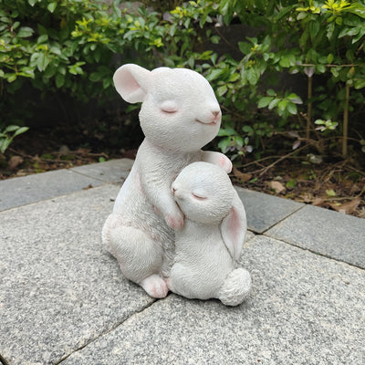87739-E - Tender Moments: Polyresin Mother & Baby Rabbit Figurine in Elegant White Hi-Line Gift Ltd.