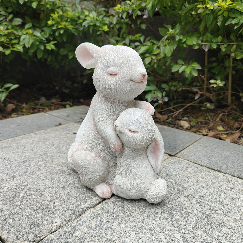 87739-E - Tender Moments: Polyresin Mother & Baby Rabbit Figurine in Elegant White Hi-Line Gift Ltd.