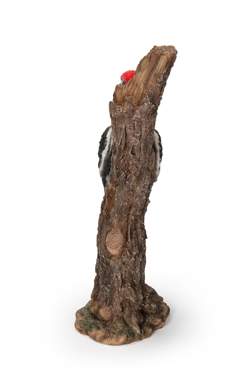 Pileated Woodpecker on a tree trunk Garden Statue HI-LINE GIFT LTD.
