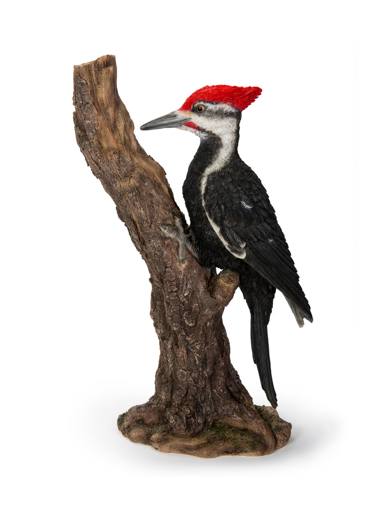 Pileated Woodpecker on a tree trunk Garden Statue HI-LINE GIFT LTD.