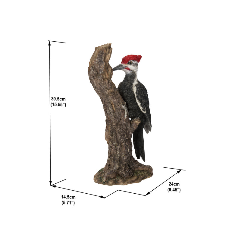 Pileated Woodpecker on a tree trunk Garden Statue HI-LINE GIFT LTD.