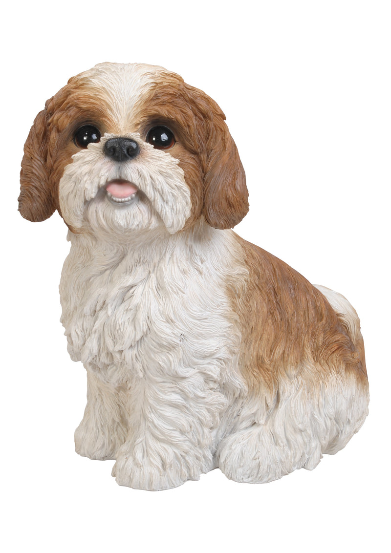 Shi Tzu Sitting - Brown and White Statue HI-LINE GIFT LTD.