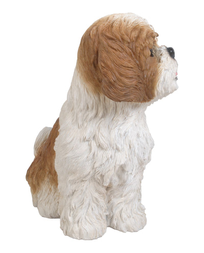 Shi Tzu Sitting - Brown and White Statue HI-LINE GIFT LTD.