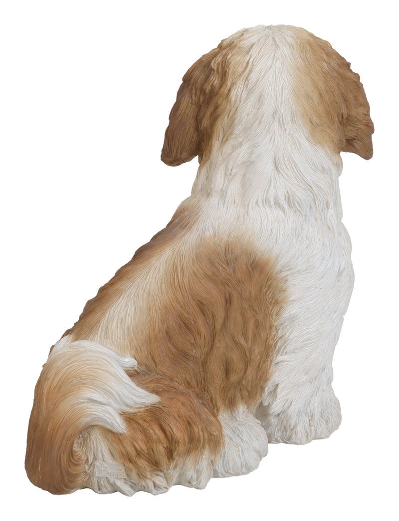 Shi Tzu Sitting - Brown and White Statue HI-LINE GIFT LTD.