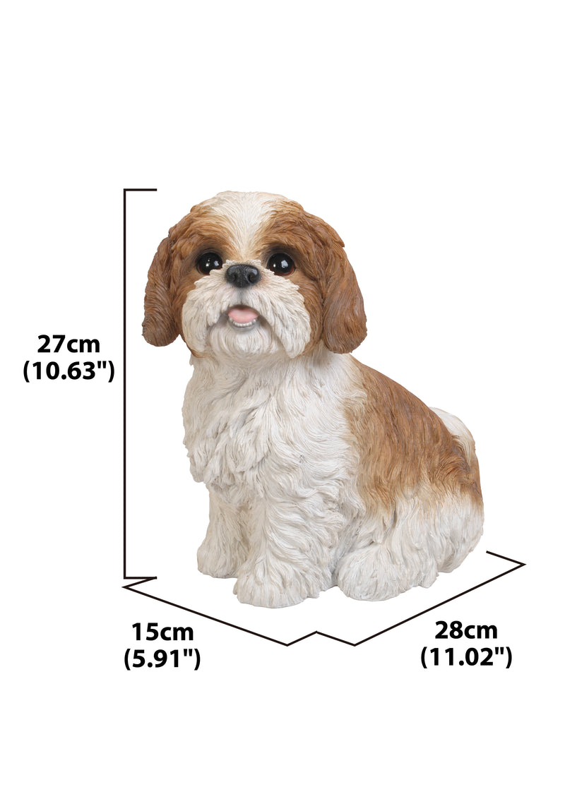 Shi Tzu Sitting - Brown and White Statue HI-LINE GIFT LTD.