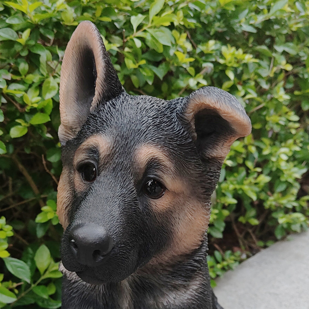 87766-B - Adorable Shepherd Pup: Polyresin Figurine in Black and Brown Hi-Line Gift Ltd.