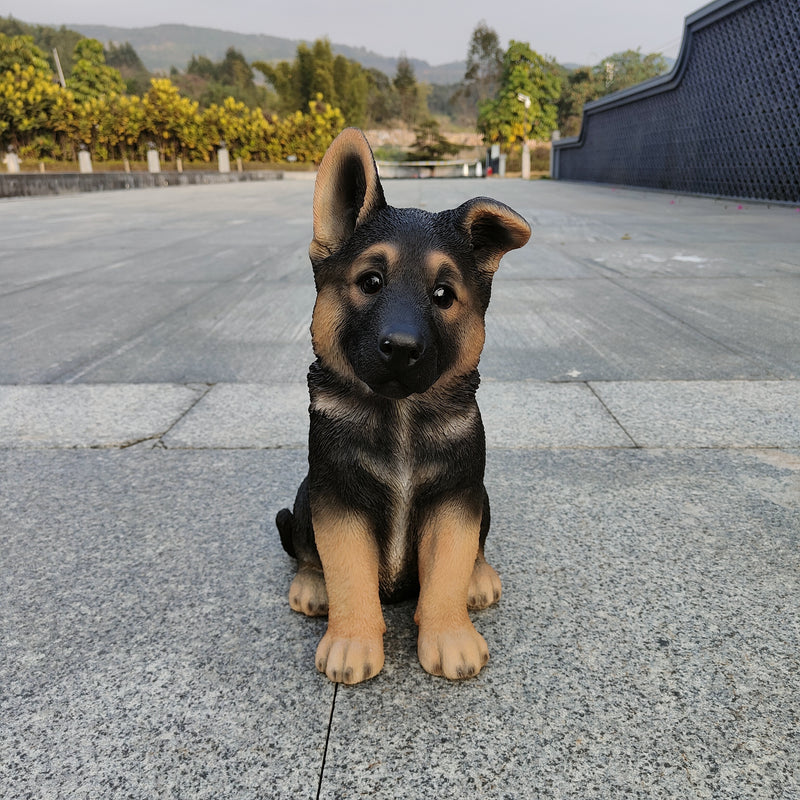 87766-B - Adorable Shepherd Pup: Polyresin Figurine in Black and Brown Hi-Line Gift Ltd.