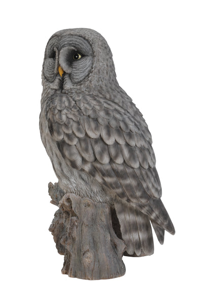 Grey Owl on Stump Statue HI-LINE GIFT LTD.