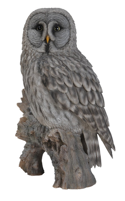 Grey Owl on Stump Statue HI-LINE GIFT LTD.