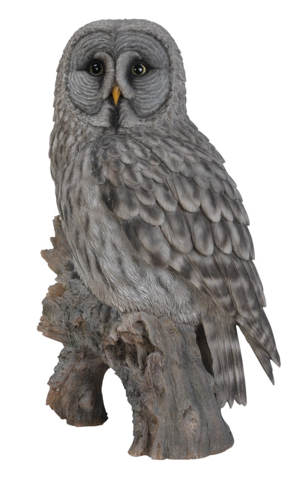 Grey Owl on Stump Statue HI-LINE GIFT LTD.