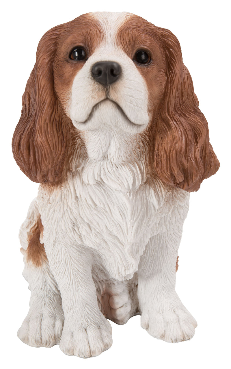 King Charles Spaniel Sitting - Brown and White Statue HI-LINE GIFT LTD.