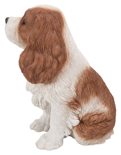 King Charles Spaniel Sitting - Brown and White Statue HI-LINE GIFT LTD.