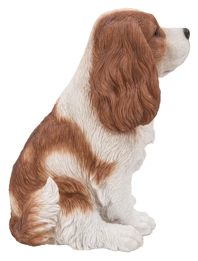 King Charles Spaniel Sitting - Brown and White Statue HI-LINE GIFT LTD.