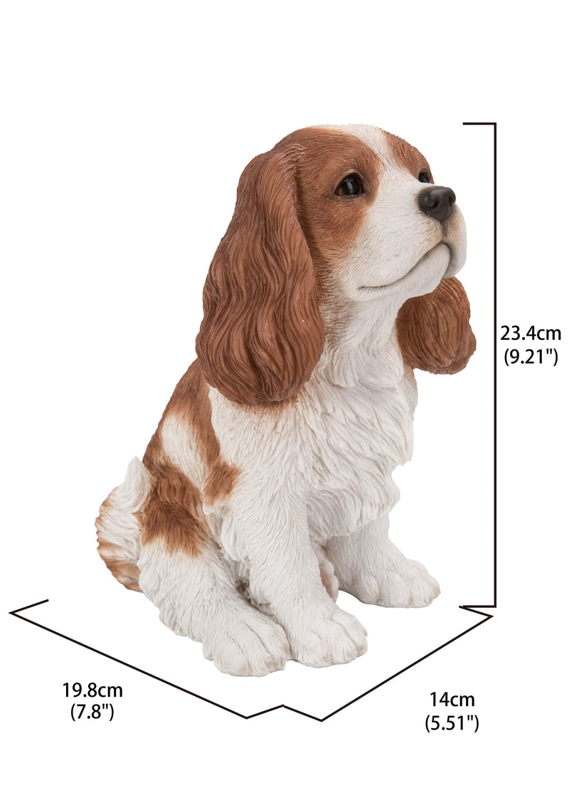 King Charles Spaniel Sitting - Brown and White Statue HI-LINE GIFT LTD.
