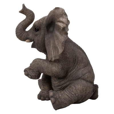Elephant Baby Sitting With Trunk Up Statue HI-LINE GIFT LTD.