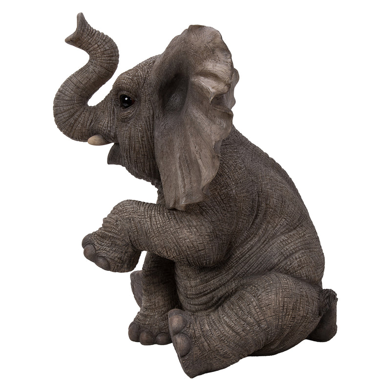 Elephant Baby Sitting With Trunk Up Statue HI-LINE GIFT LTD.