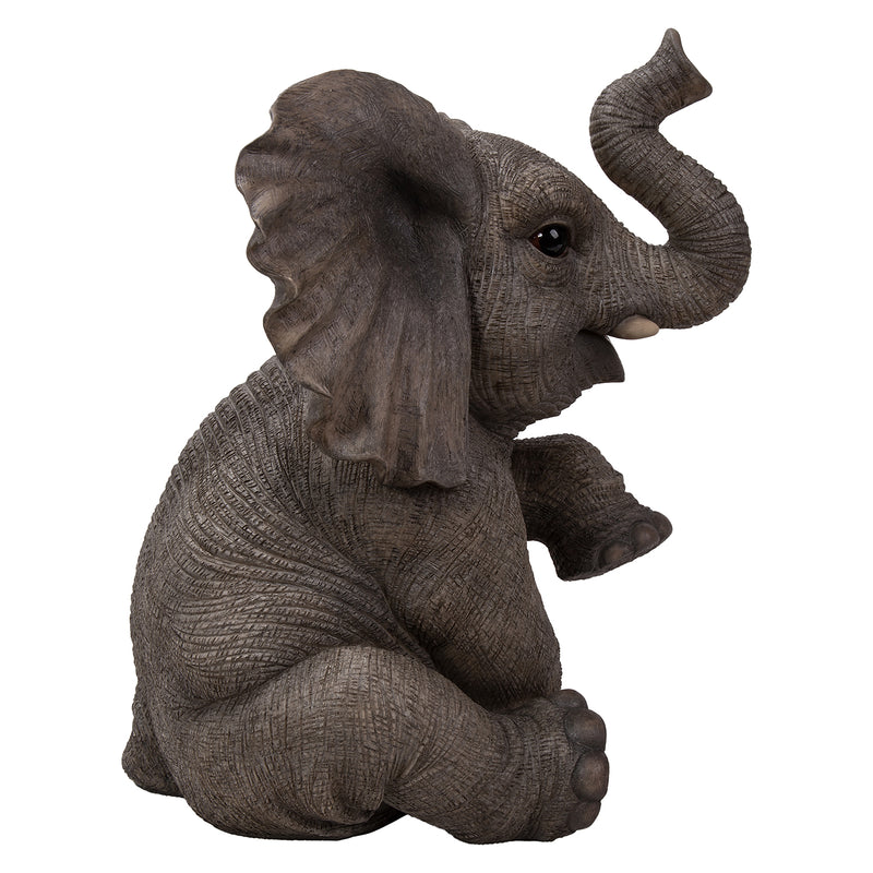 Elephant Baby Sitting With Trunk Up Statue HI-LINE GIFT LTD.