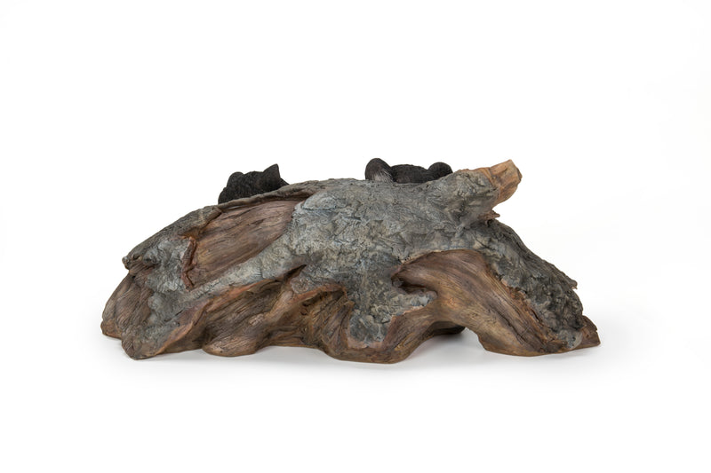 Black Bear Cubs Hiding Under Log Statue Hi-Line Gift Ltd.