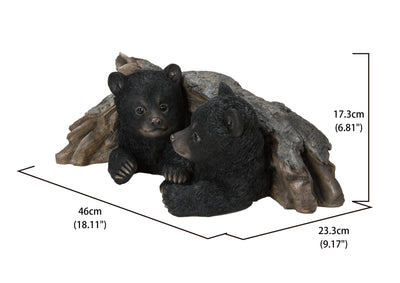Black Bear Cubs Hiding Under Log Statue Hi-Line Gift Ltd.