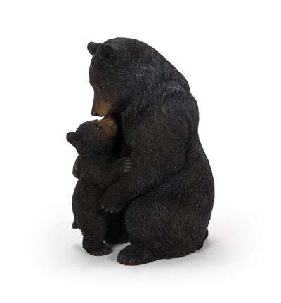 Cuddling Mother and Baby Bear Garden Statue - Black HI-LINE GIFT LTD.